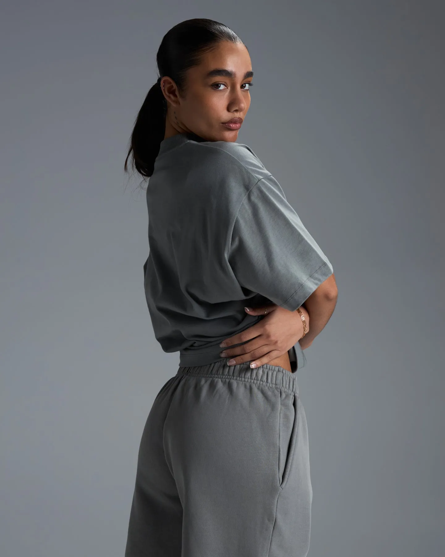 Women's Premium Oversized Cotton Boxy Tee - Fog Green sold by Elite Eleven product image thumbnail 2