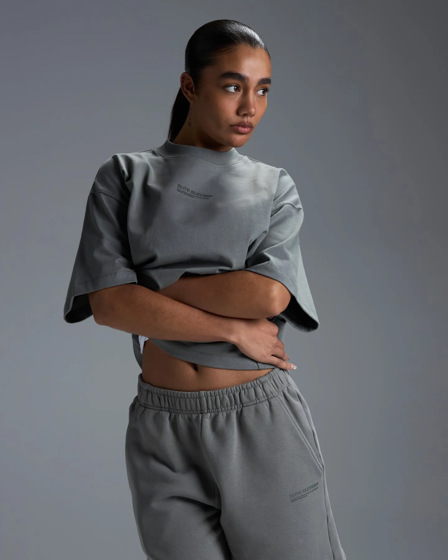 Women's Premium Oversized Cotton Boxy Tee - Fog Green sold by Elite Eleven product image thumbnail 3