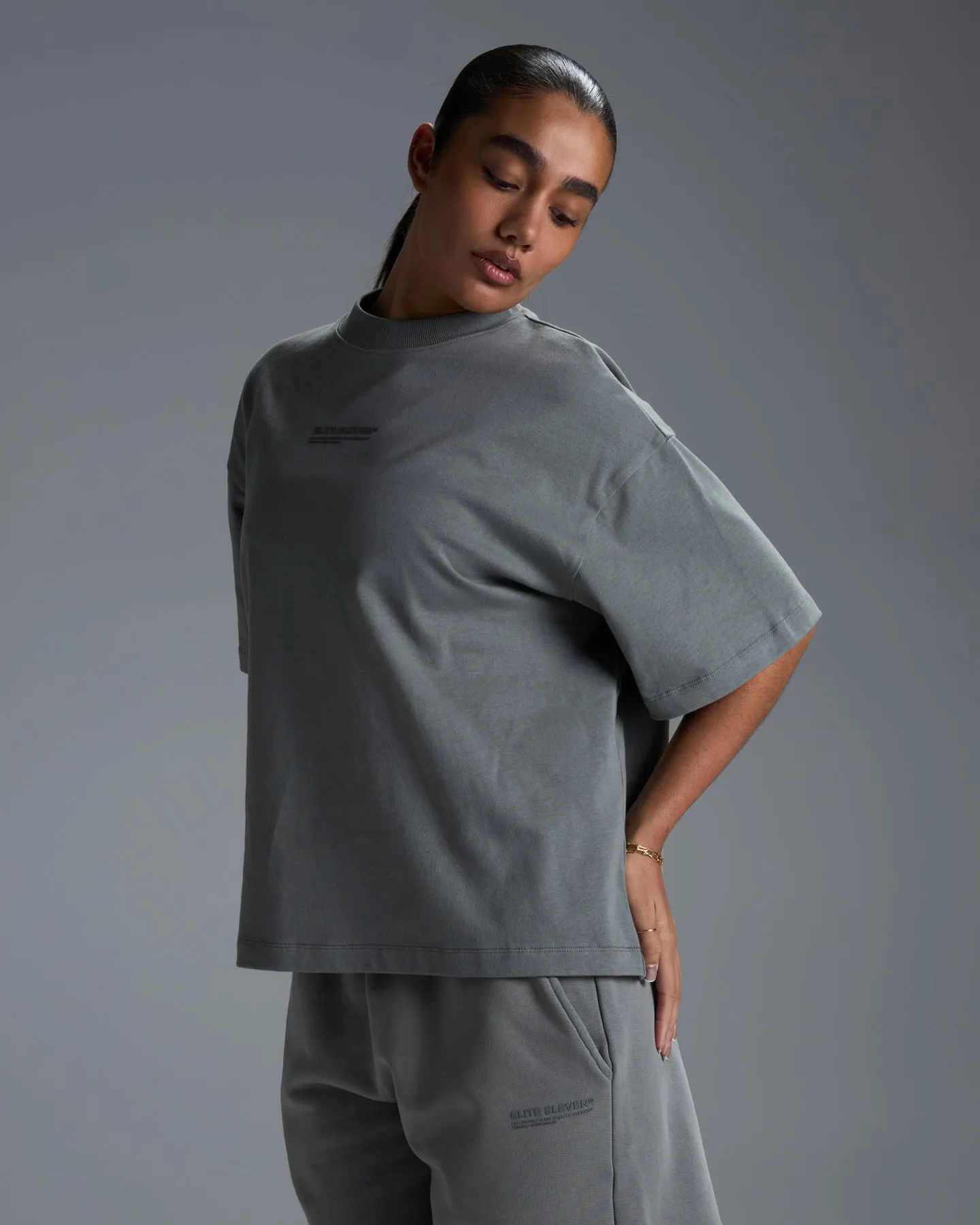 Women's Premium Oversized Cotton Boxy Tee - Fog Green sold by Elite Eleven product image thumbnail 4