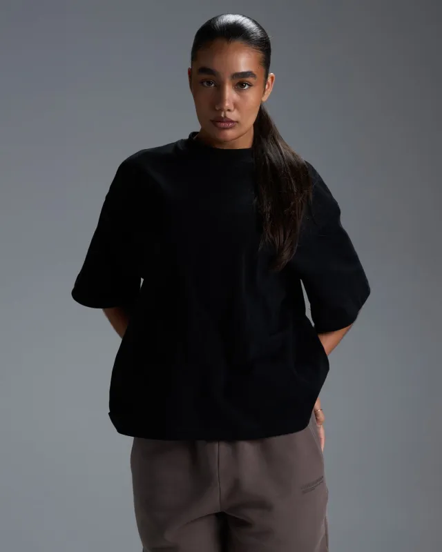 Women's Premium Oversized Cotton Boxy Tee - Black sold by Elite Eleven