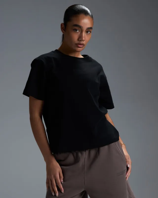 Women's Premium Cotton Boxy Tee - Black sold by Elite Eleven