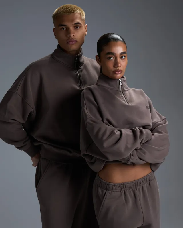 Premium Heavyweight Unisex 1/4 Zip - Dark Taupe sold by Elite Eleven