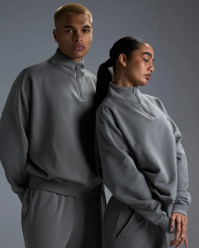 Premium Heavyweight Unisex 1/4 Zip - Fog Green sold by Elite Eleven