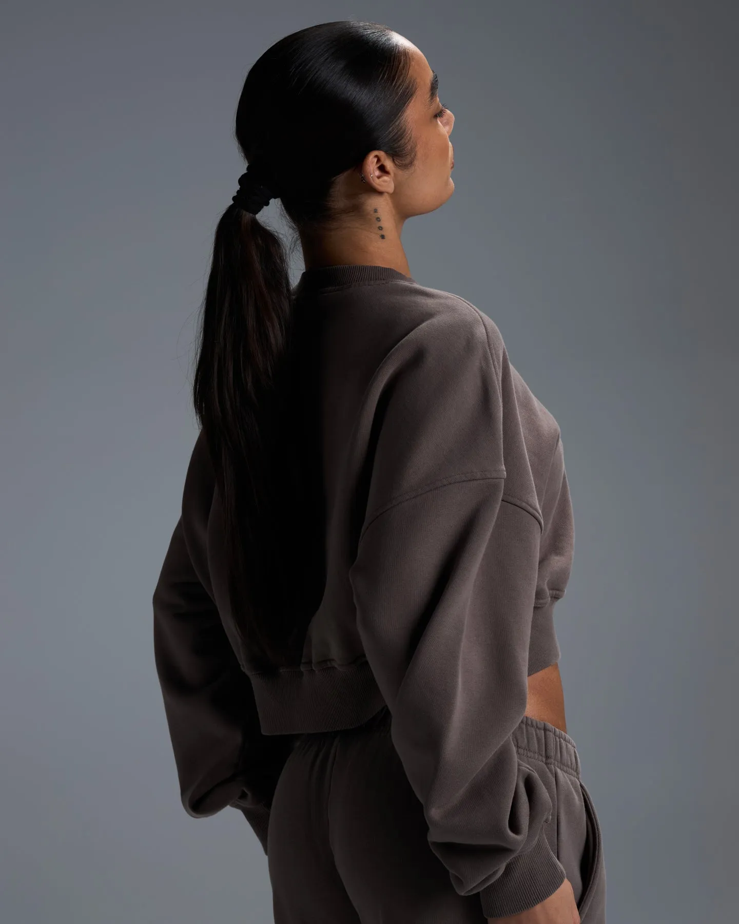 Premium Heavyweight Cropped Crewneck - Dark Taupe sold by Elite Eleven product image thumbnail 2