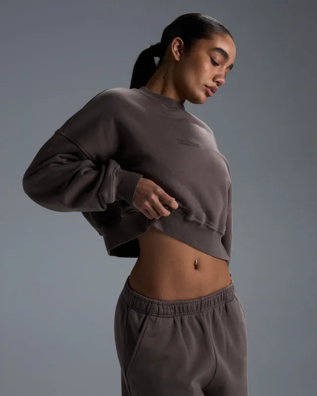 Premium Heavyweight Cropped Crewneck - Dark Taupe sold by Elite Eleven