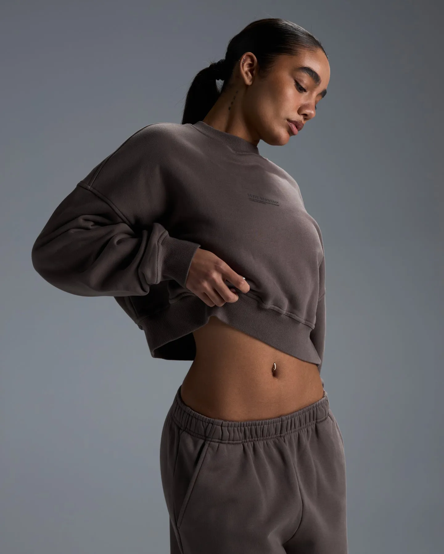 Premium Heavyweight Cropped Crewneck - Dark Taupe sold by Elite Eleven