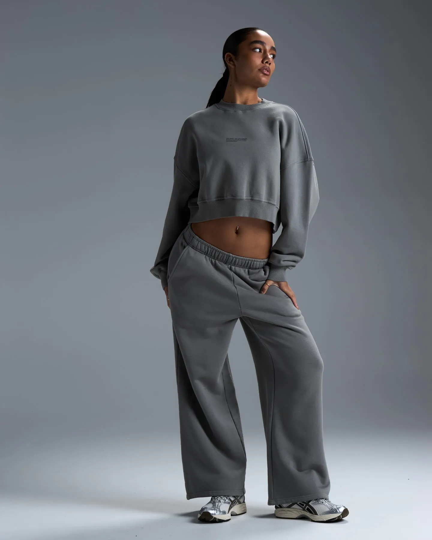 Premium Heavyweight Cropped Crewneck - Fog Green sold by Elite Eleven product image thumbnail 5