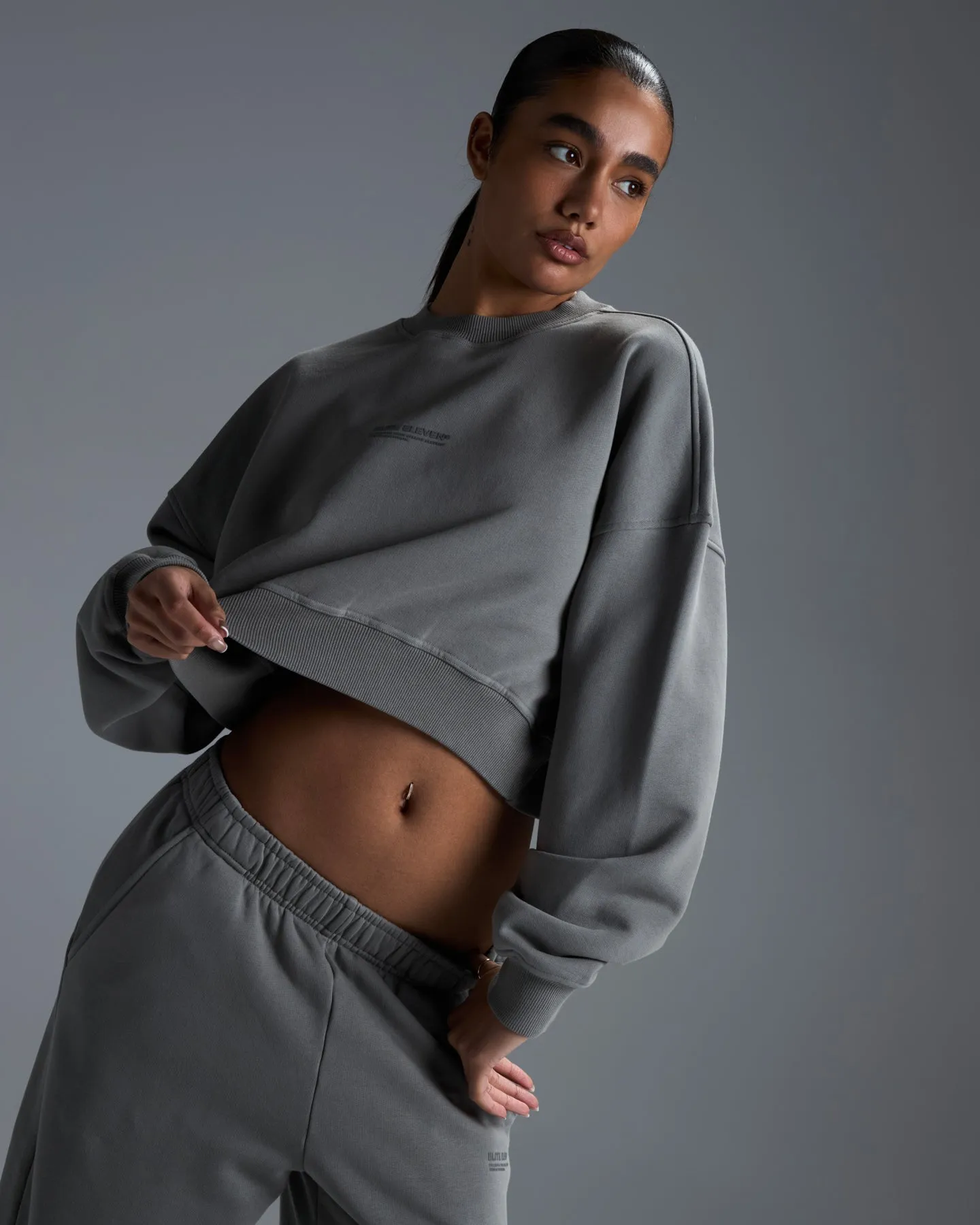 Premium Heavyweight Cropped Crewneck - Fog Green sold by Elite Eleven product image thumbnail 4