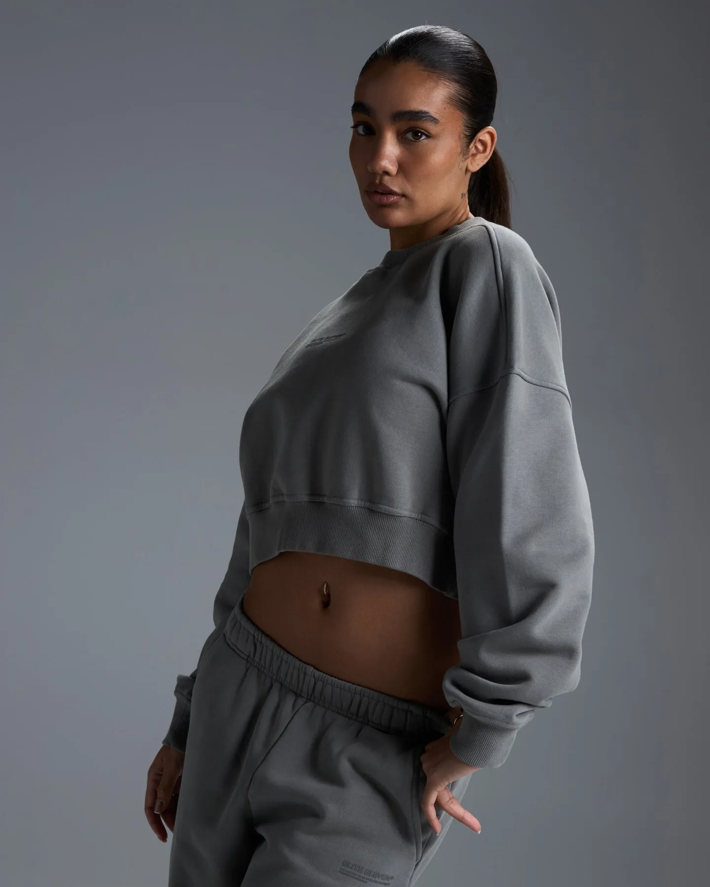 Premium Heavyweight Cropped Crewneck - Fog Green sold by Elite Eleven product image thumbnail 3