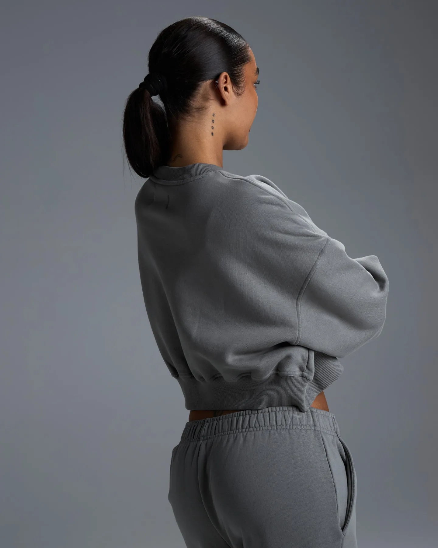 Premium Heavyweight Cropped Crewneck - Fog Green sold by Elite Eleven product image thumbnail 2