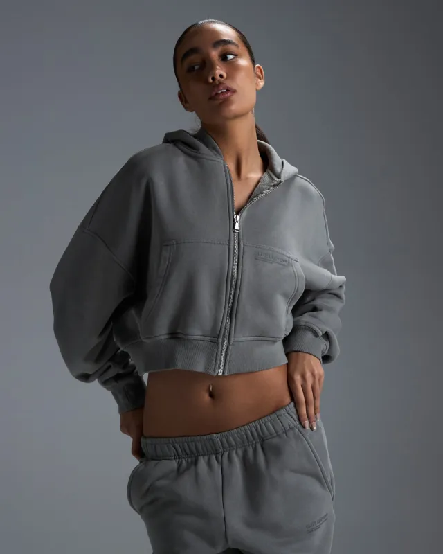 Premium Heavyweight Cropped Zip Through - Fog Green sold by Elite Eleven