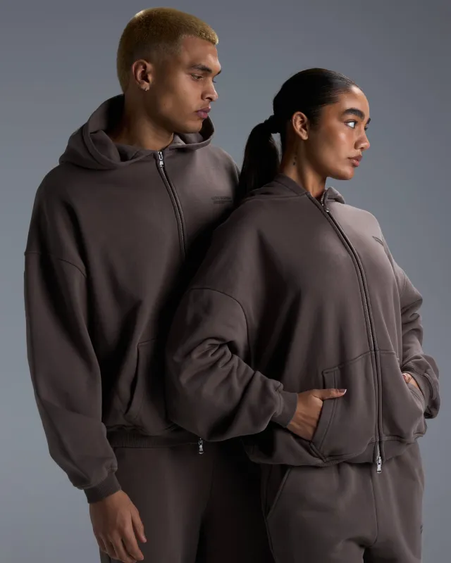 Premium Heavyweight Unisex Zip Through - Dark Taupe made by Elite Eleven