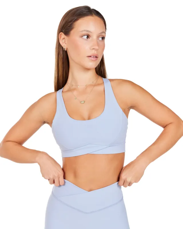 Cross Over Sports Bra - Blue Blizzard sold by Elite Eleven