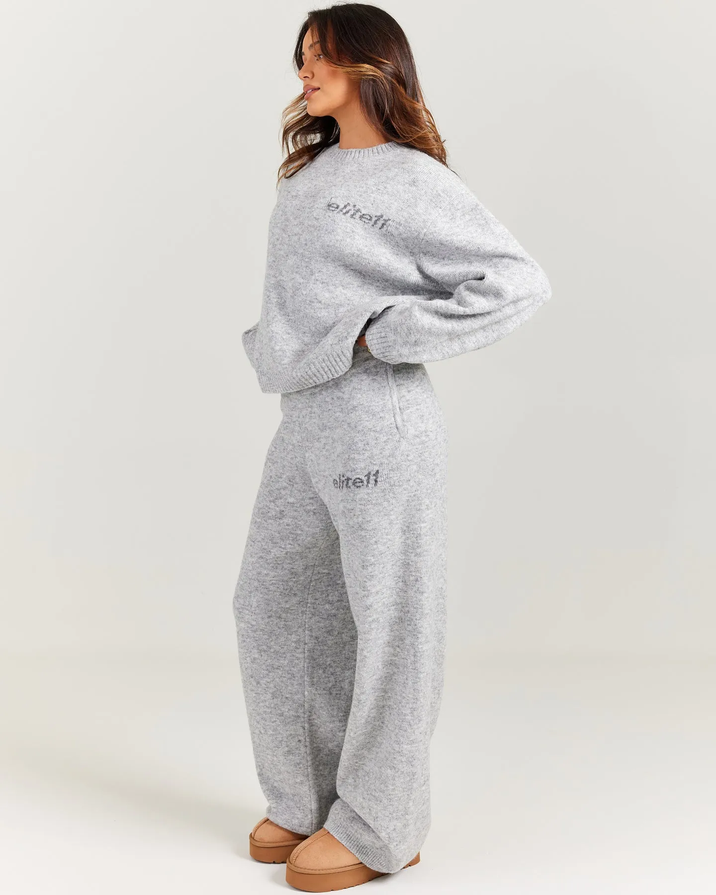 Elite 11 Knitted Wide Leg Pants - Grey Marle sold by Elite Eleven product image thumbnail 5