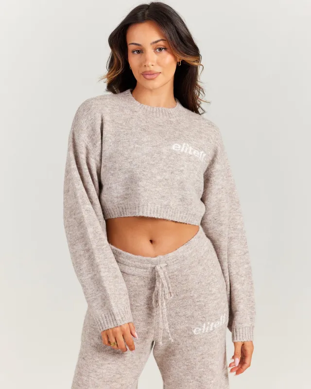 Elite 11 Knitted Cropped Crewneck - Taupe sold by Elite Eleven