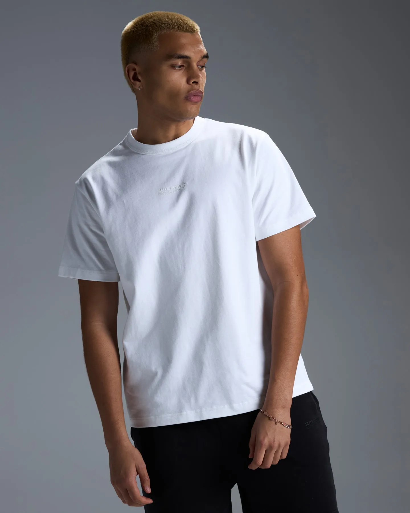 Men's Premium Cotton Boxy Tee - White sold by Elite Eleven