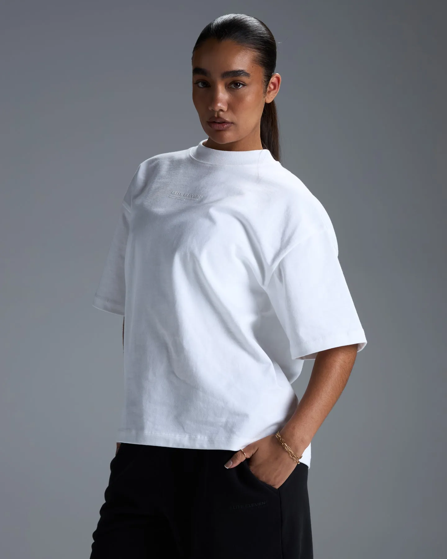 Women's Premium Oversized Cotton Boxy Tee - White sold by Elite Eleven product image thumbnail 4