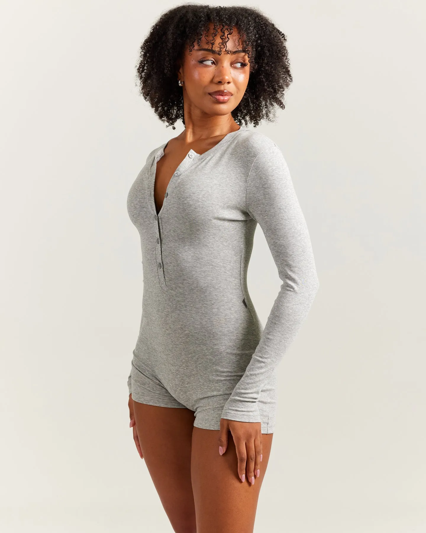 EE Lounge Button Up Unitard - Heather Grey sold by Elite Eleven product image thumbnail 2
