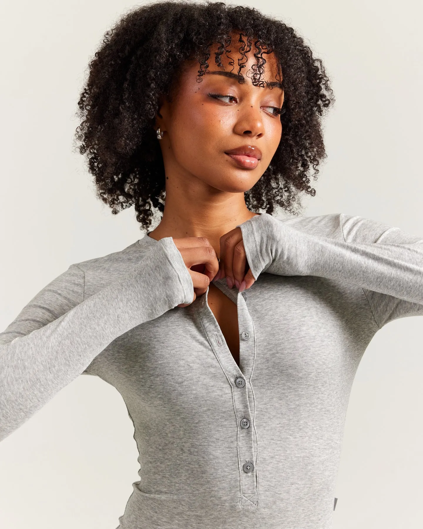 EE Lounge Button Up Unitard - Heather Grey sold by Elite Eleven product image thumbnail 3