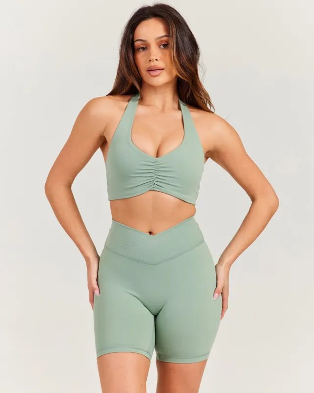 Halter Scrunch Bra - Dusty Sage sold by Elite Eleven