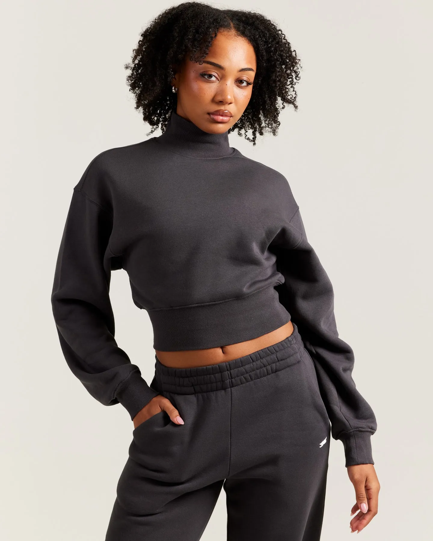 Omni Cropped Mock Neck - Charcoal sold by Elite Eleven
