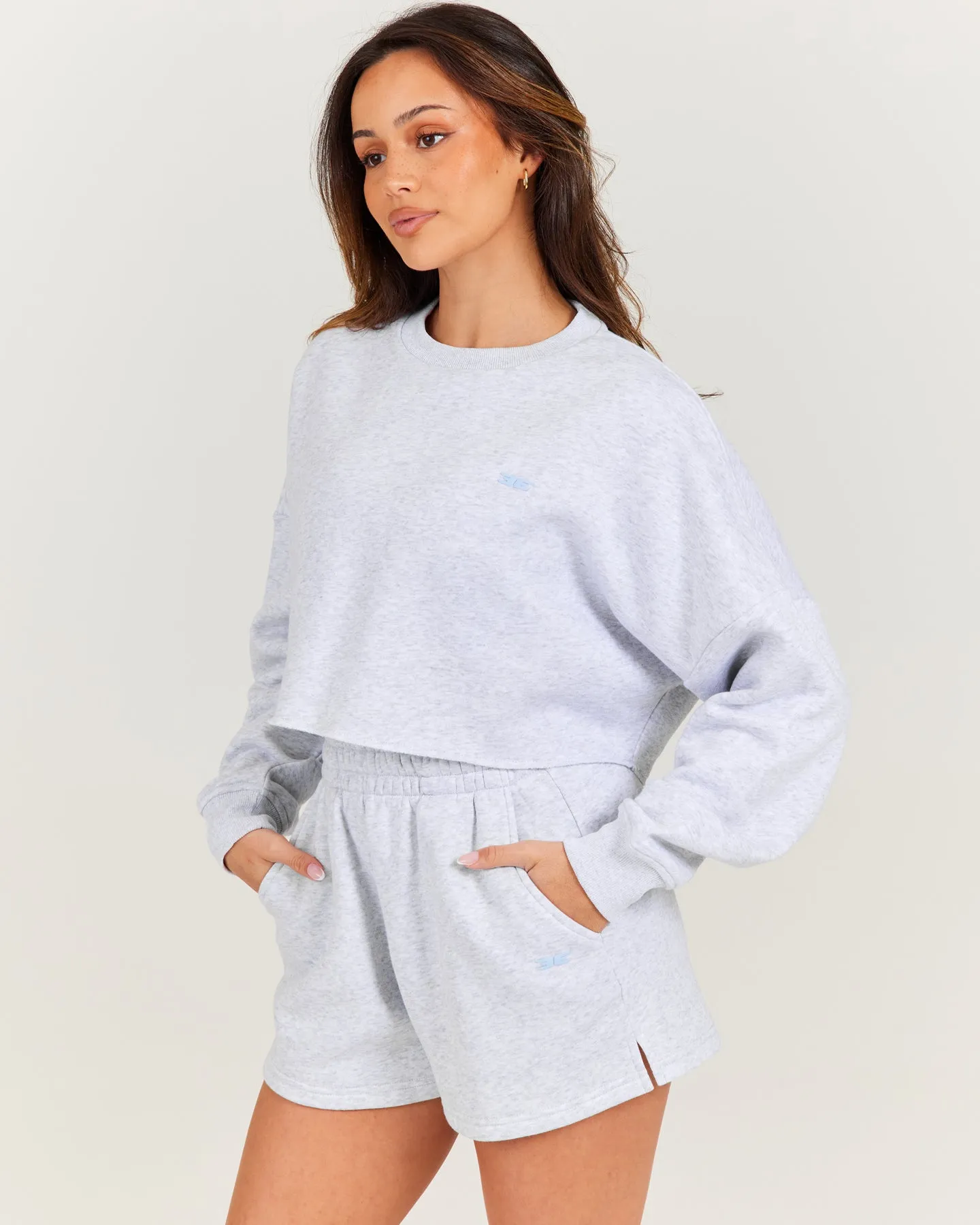 Omni Cropped Crewneck - Grey Marle/Light Blue sold by Elite Eleven product image thumbnail 3