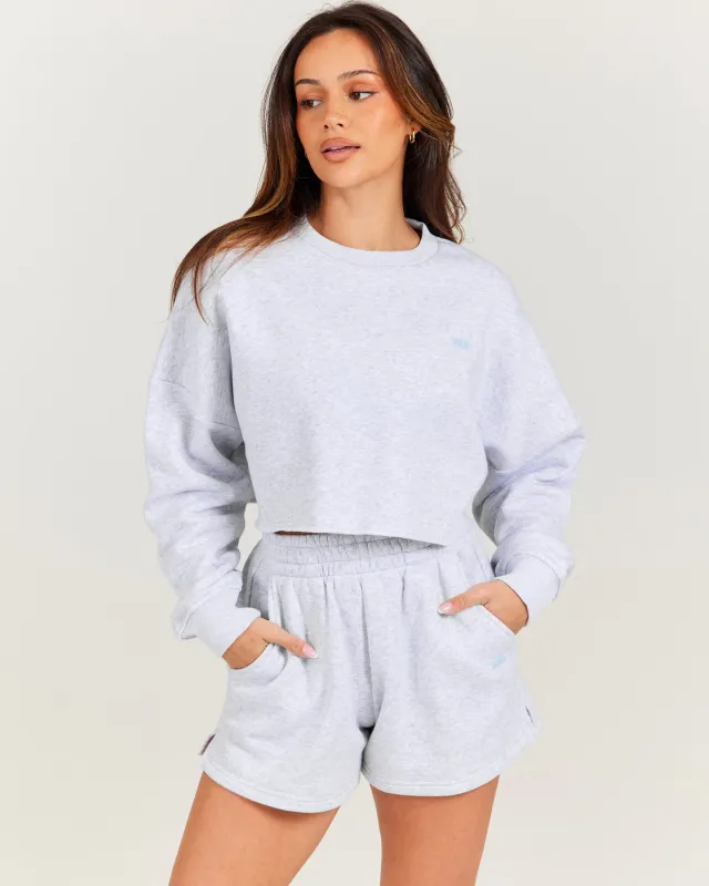 Omni Cropped Crewneck - Grey Marle/Light Blue sold by Elite Eleven