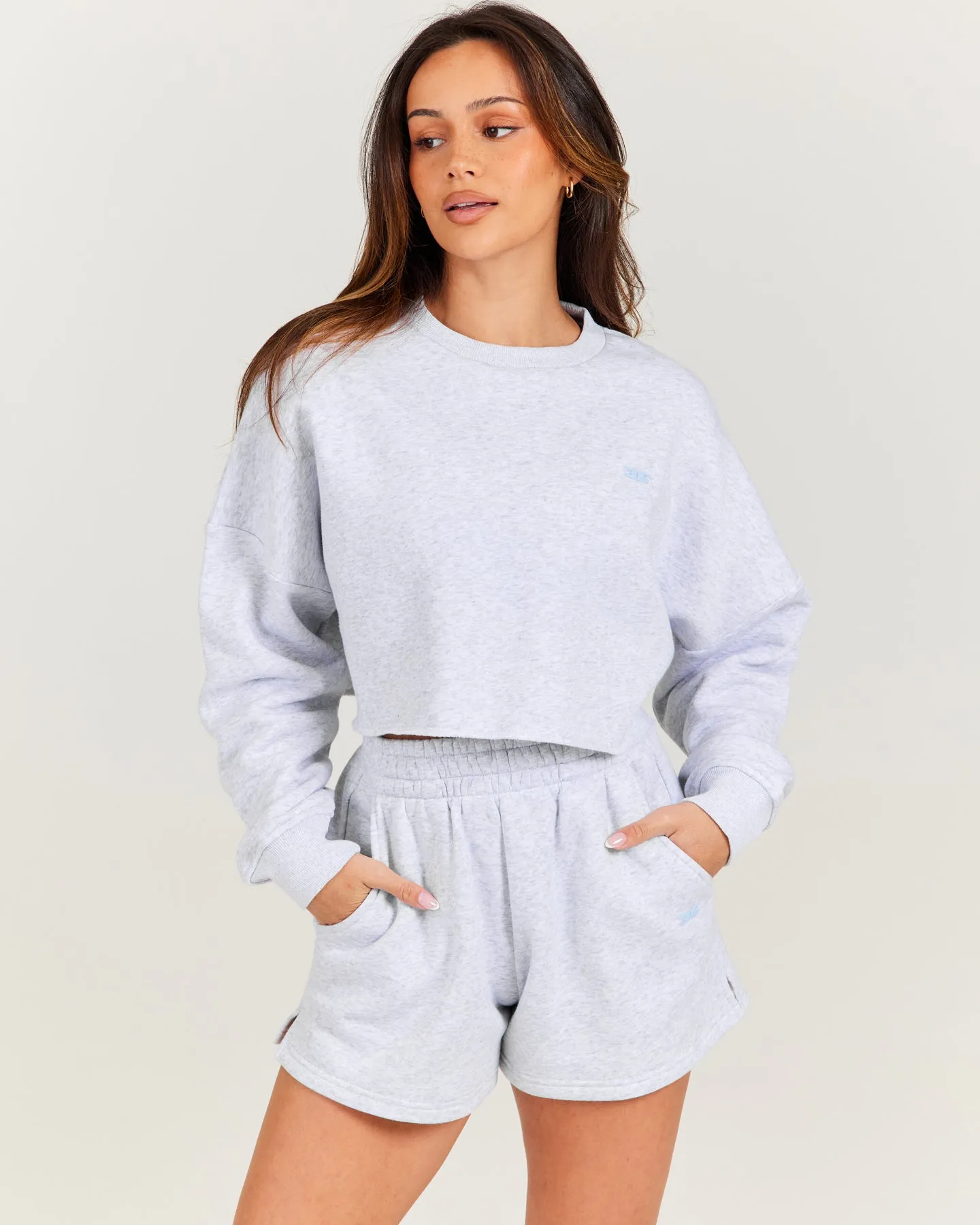 Omni Cropped Crewneck - Grey Marle/Light Blue sold by Elite Eleven