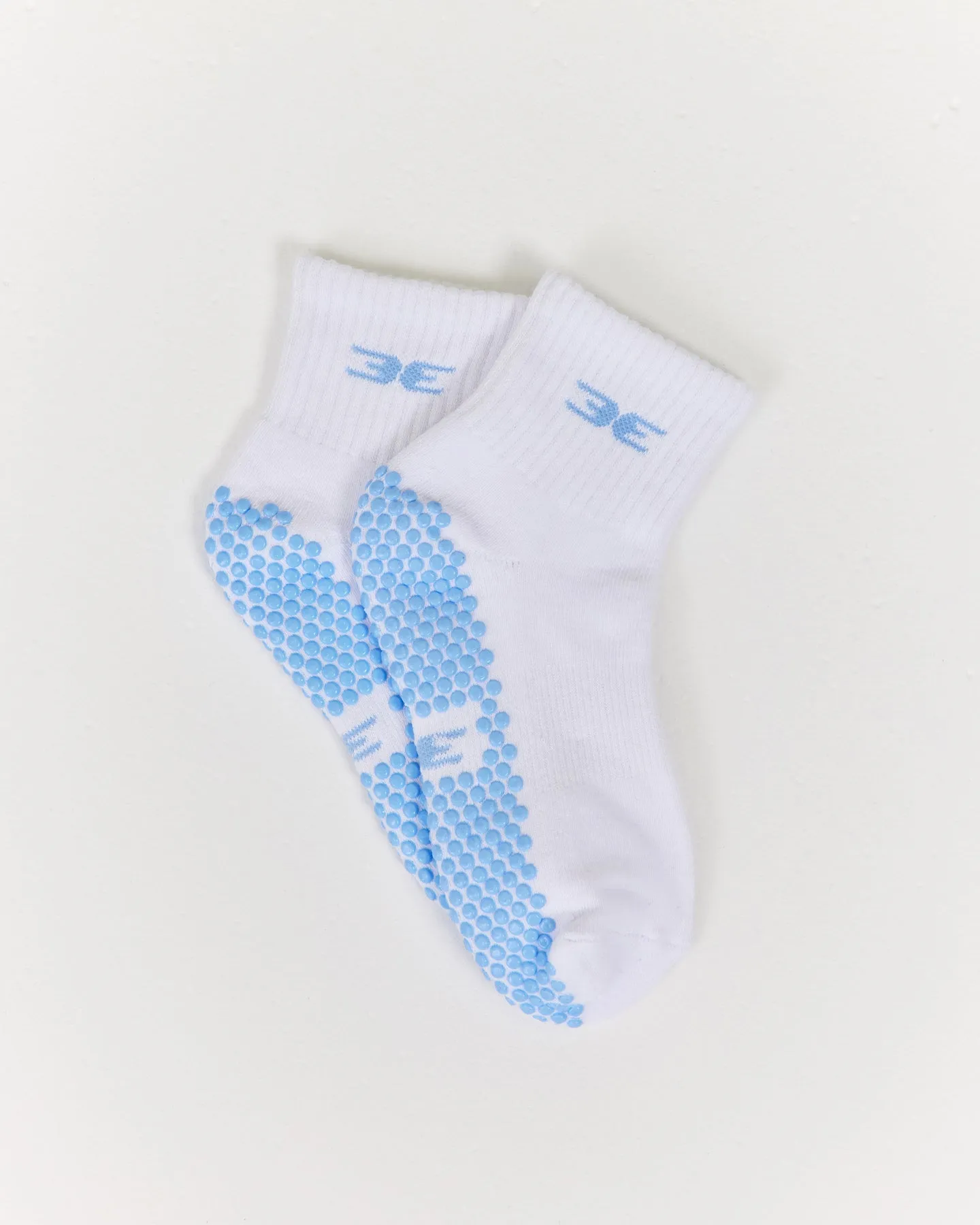 EE Mid Crew Pilates Grip Socks - White/Blue sold by Elite Eleven product image thumbnail 2