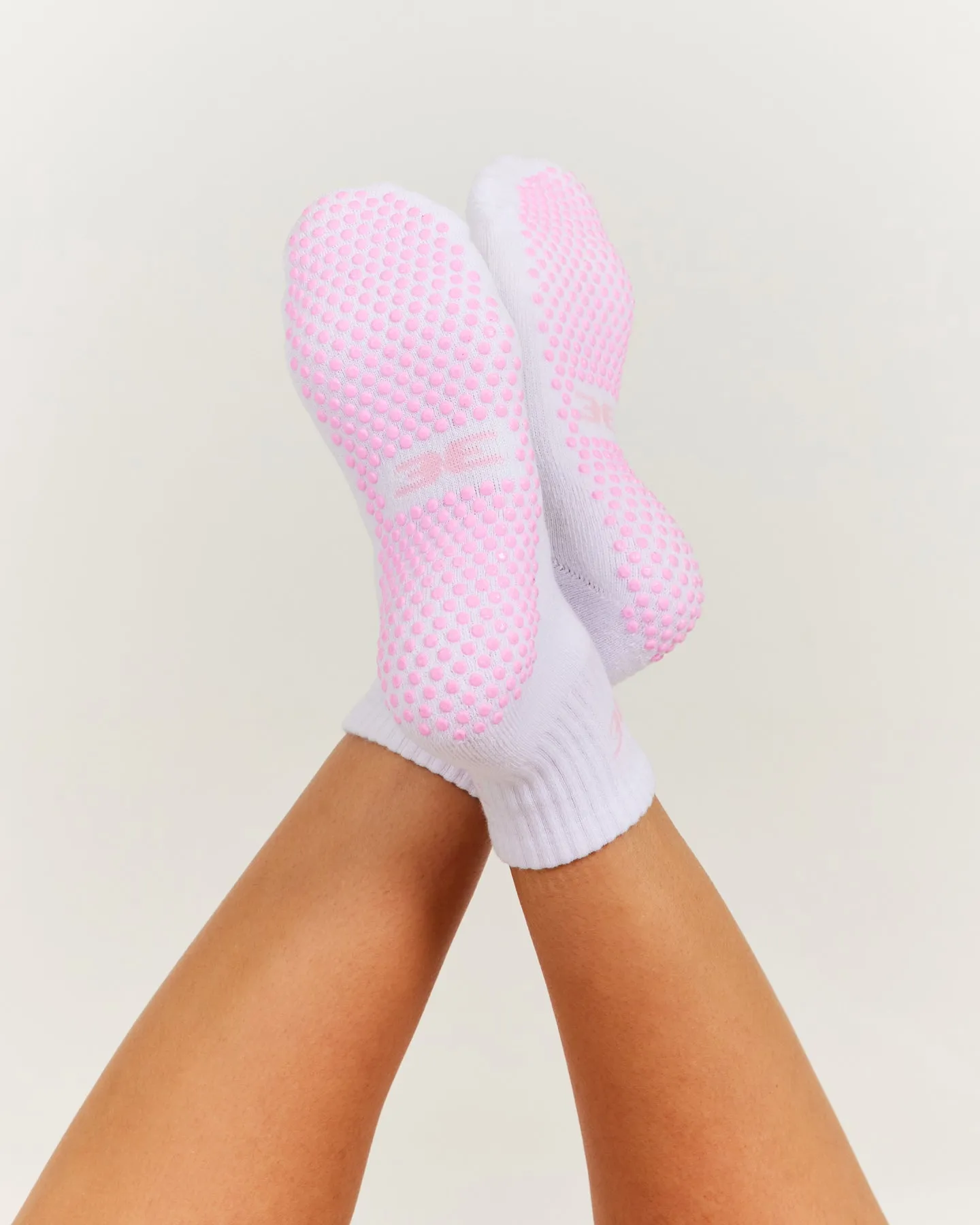 EE Mid Crew Pilates Grip Socks - White/Pink sold by Elite Eleven product image thumbnail 4