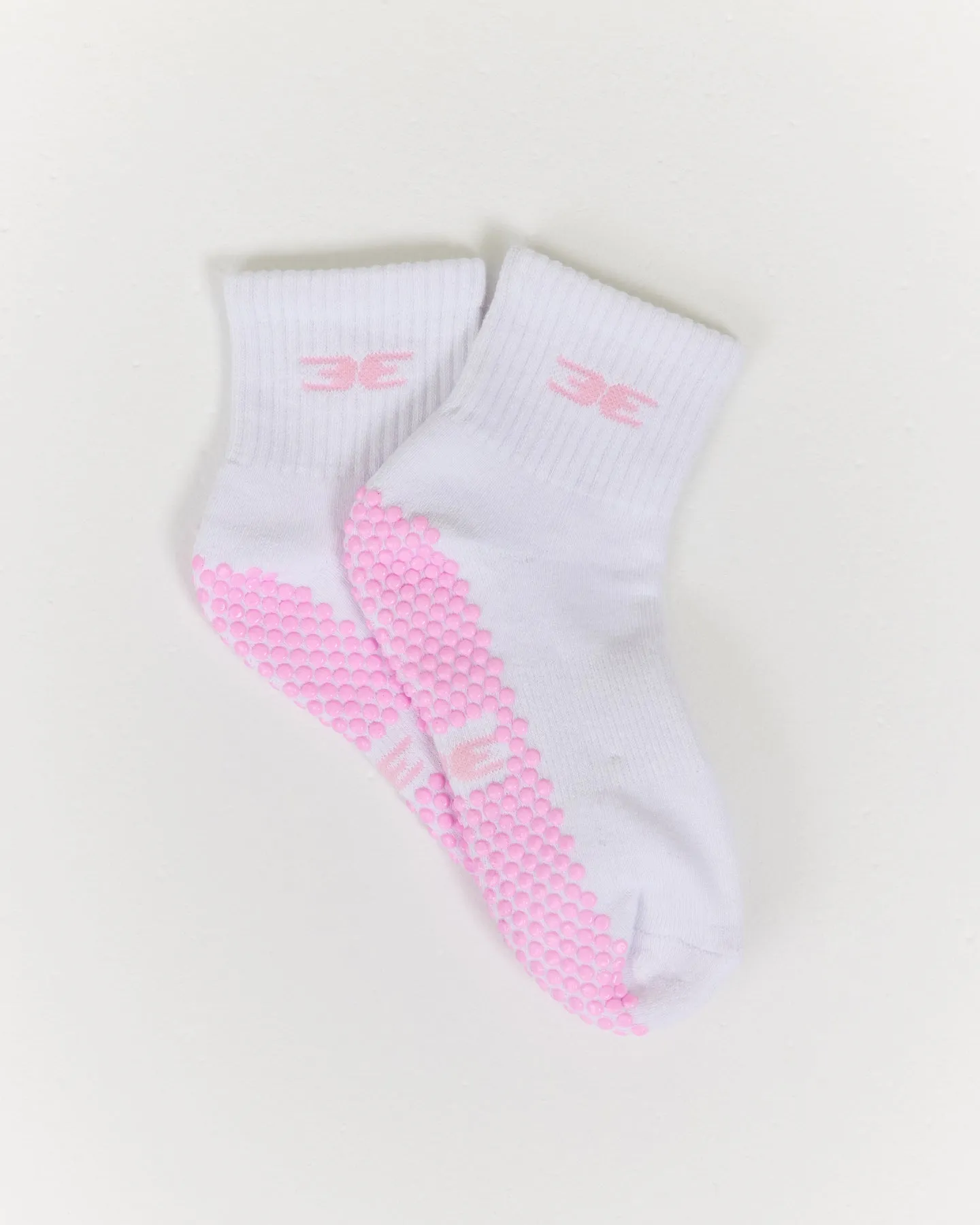 EE Mid Crew Pilates Grip Socks - White/Pink sold by Elite Eleven product image thumbnail 2