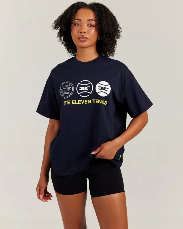 Women's Oversized Tri Ball Tee - Navy sold by Elite Eleven