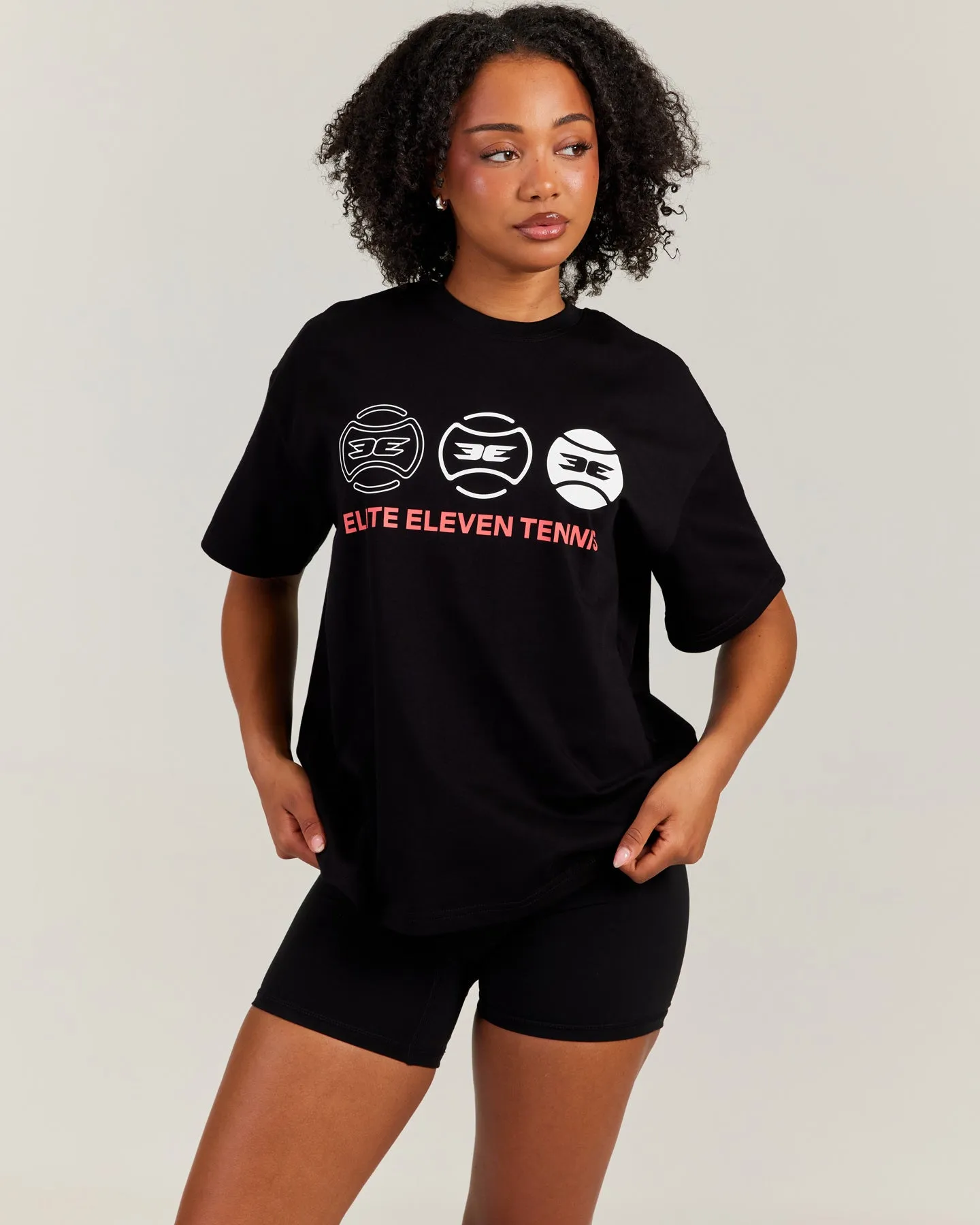 Women's Oversized Tri Ball Tee - Black sold by Elite Eleven