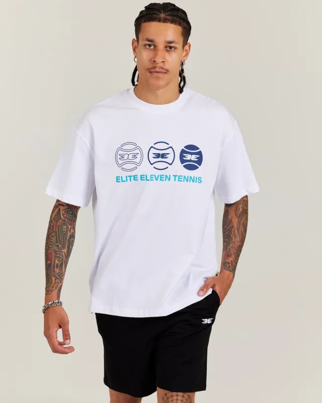 Men's Oversized Tri Ball Tee - White sold by Elite Eleven