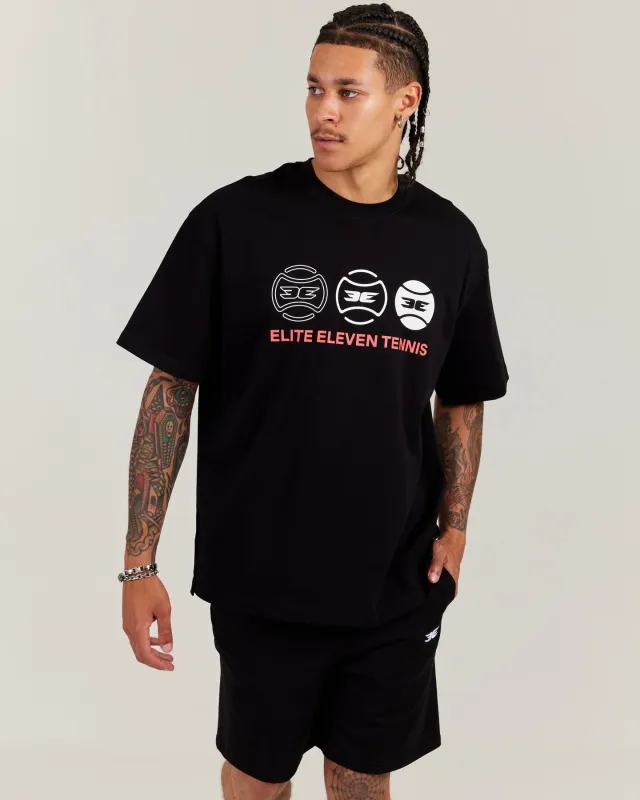 Men's Oversized Tri Ball Tee - Black sold by Elite Eleven