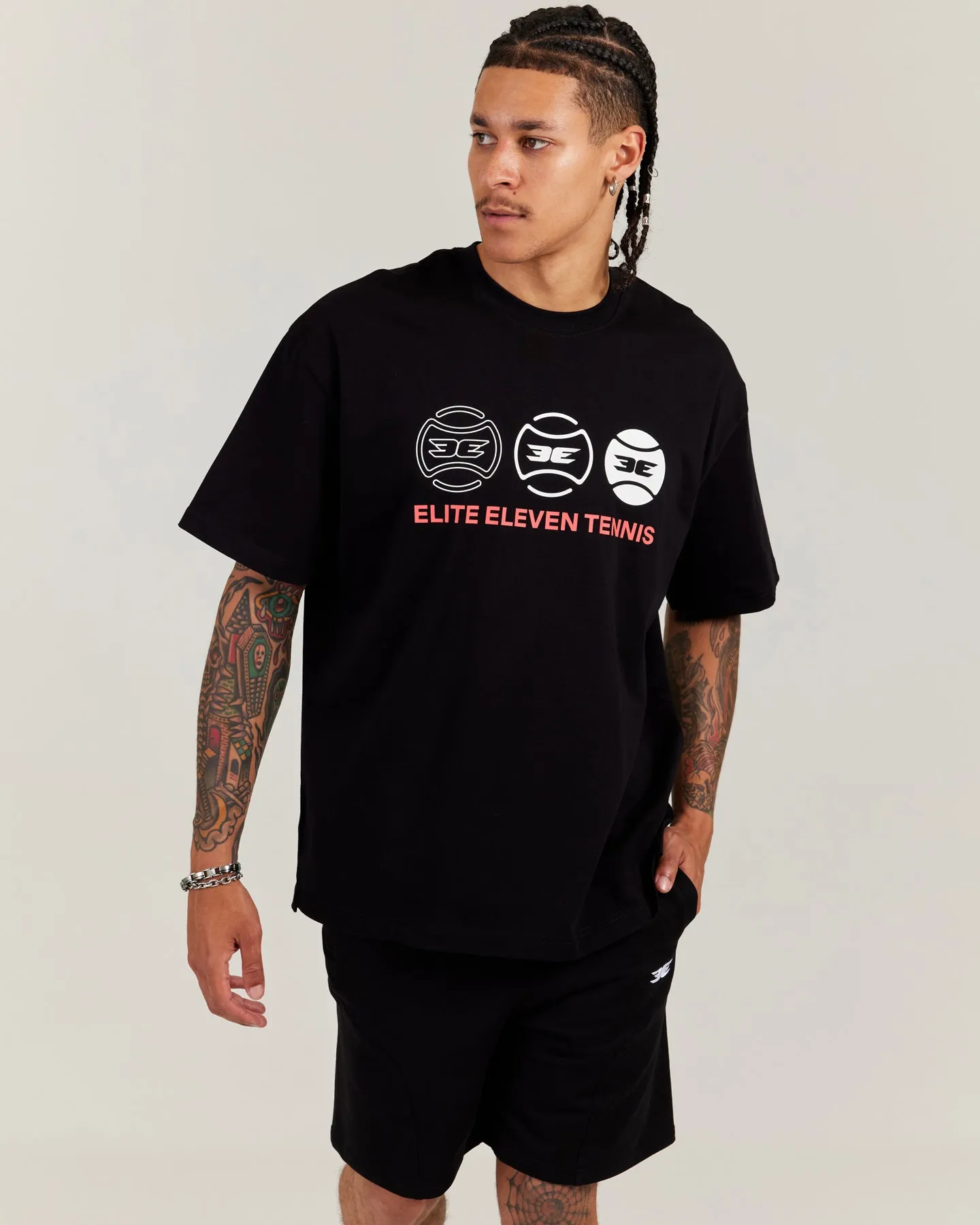 Men's Oversized Tri Ball Tee - Black sold by Elite Eleven
