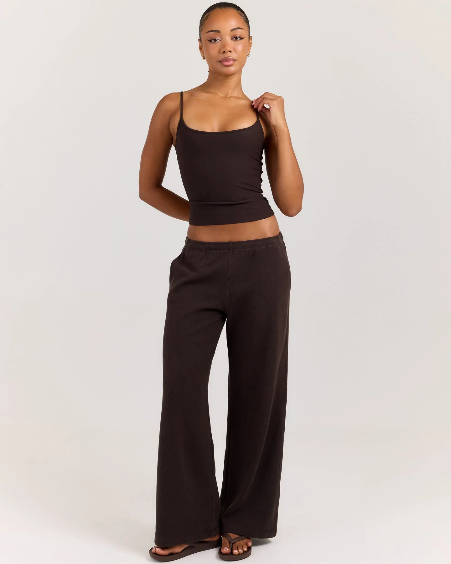 Terry Towelling Wide Leg Pants - Coffee Bean sold by Elite Eleven product image thumbnail 4