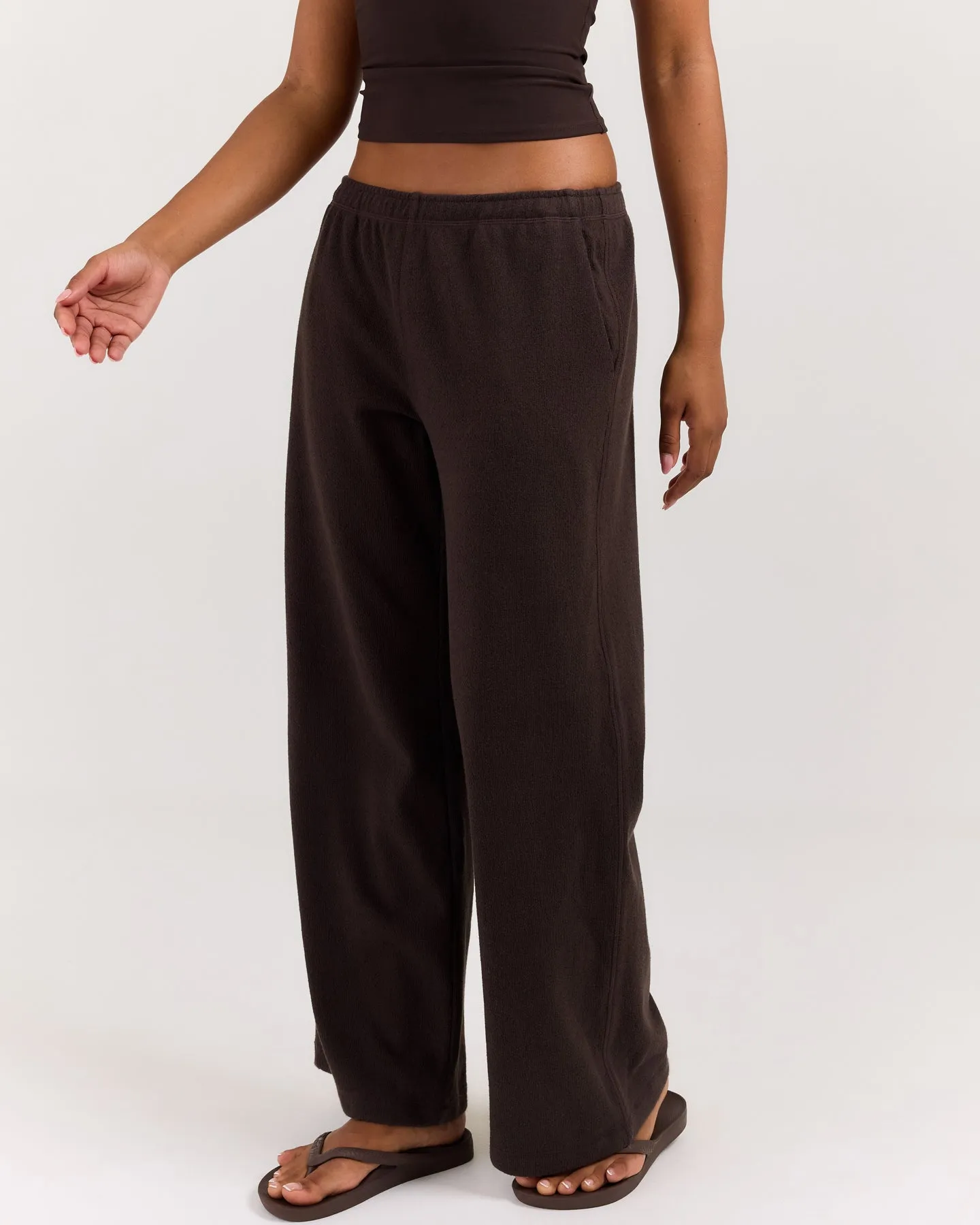 Terry Towelling Wide Leg Pants - Coffee Bean sold by Elite Eleven product image thumbnail 3