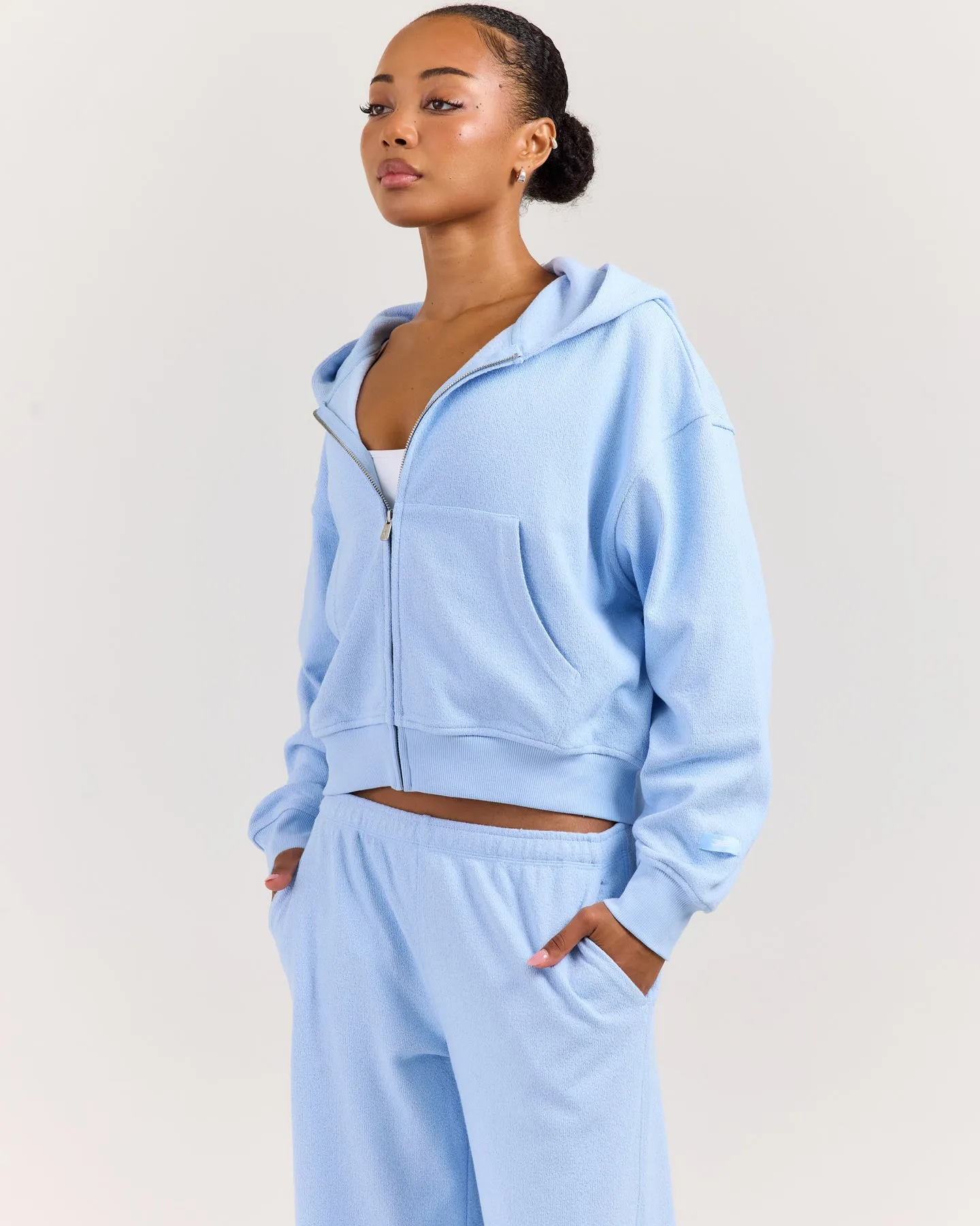 Terry Towelling Zip Hoodie - Blue sold by Elite Eleven product image thumbnail 3