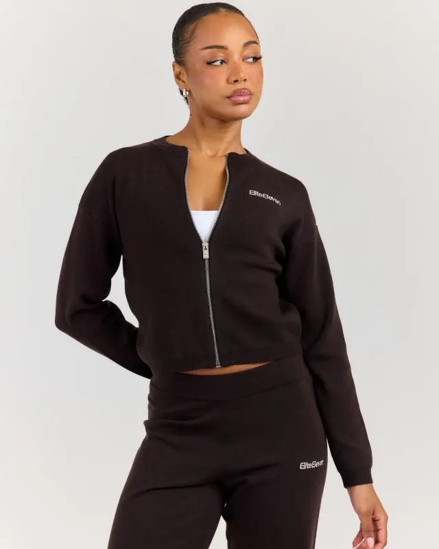 Lite Knit Zip Through - Coffee Bean made by Elite Eleven