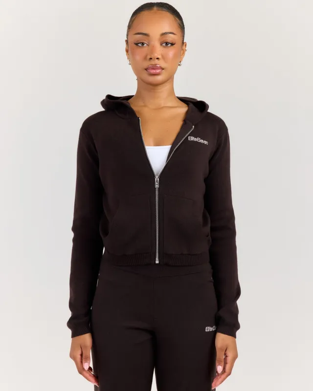 Lite Knit Zip Through Hoodie - Coffee Bean made by Elite Eleven