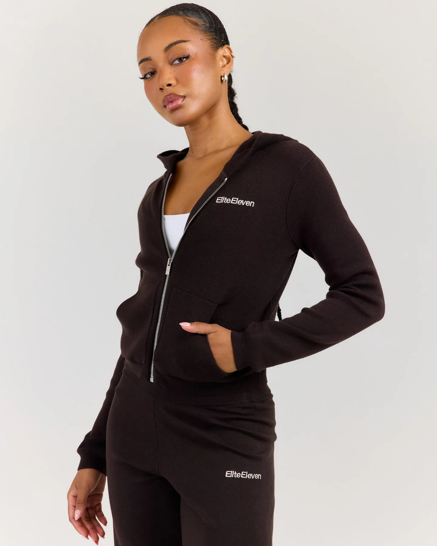 Lite Knit Zip Through Hoodie - Coffee Bean sold by Elite Eleven product image thumbnail 4