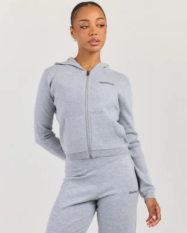 Lite Knit Zip Through Hoodie - Grey Marle made by Elite Eleven