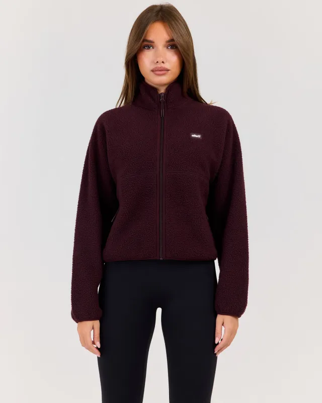 Teddy Fleece Zip Through - Deep Plum made by Elite Eleven