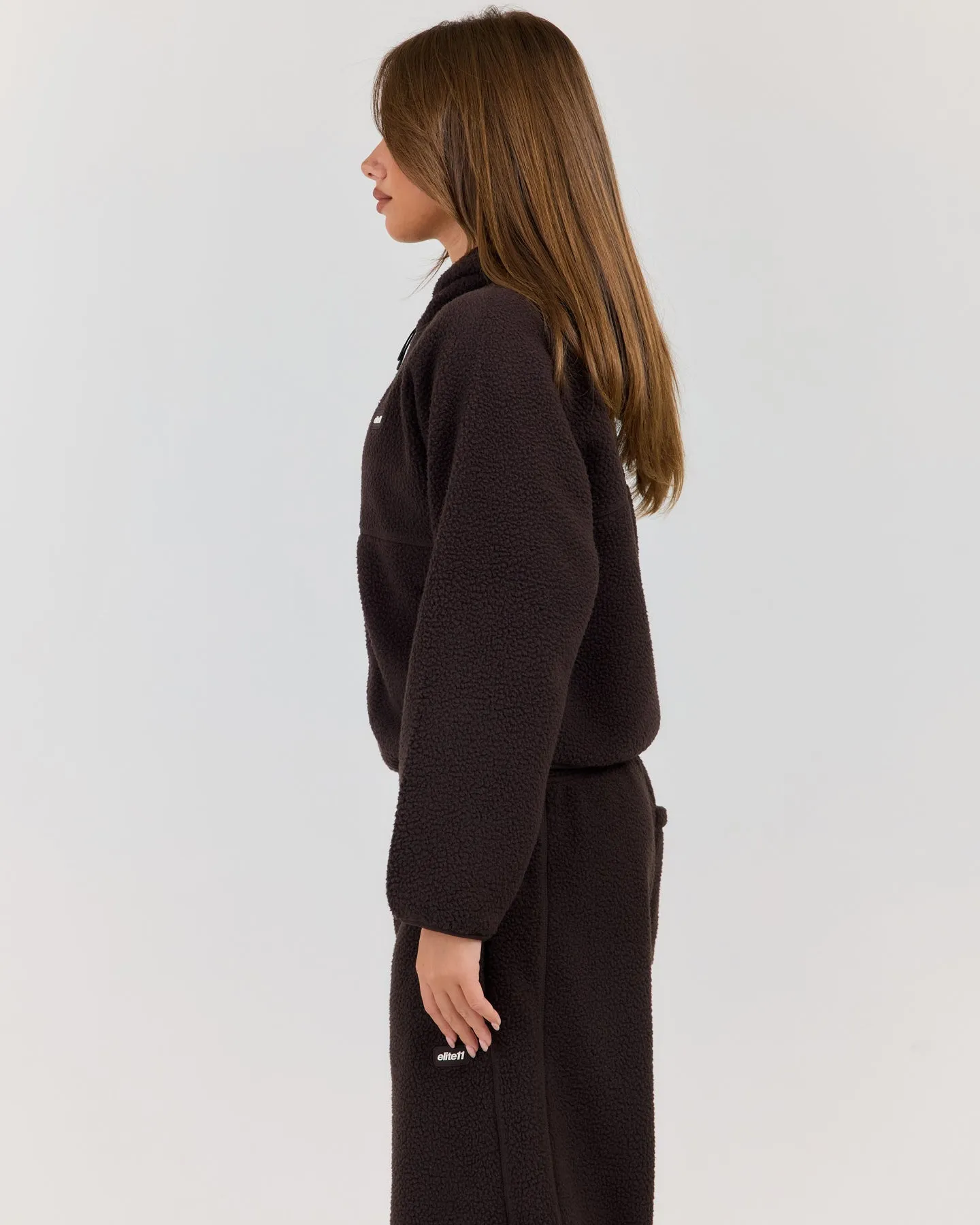 Teddy Fleece Zip Through Hoodie - Coffee Bean sold by Elite Eleven product image thumbnail 4