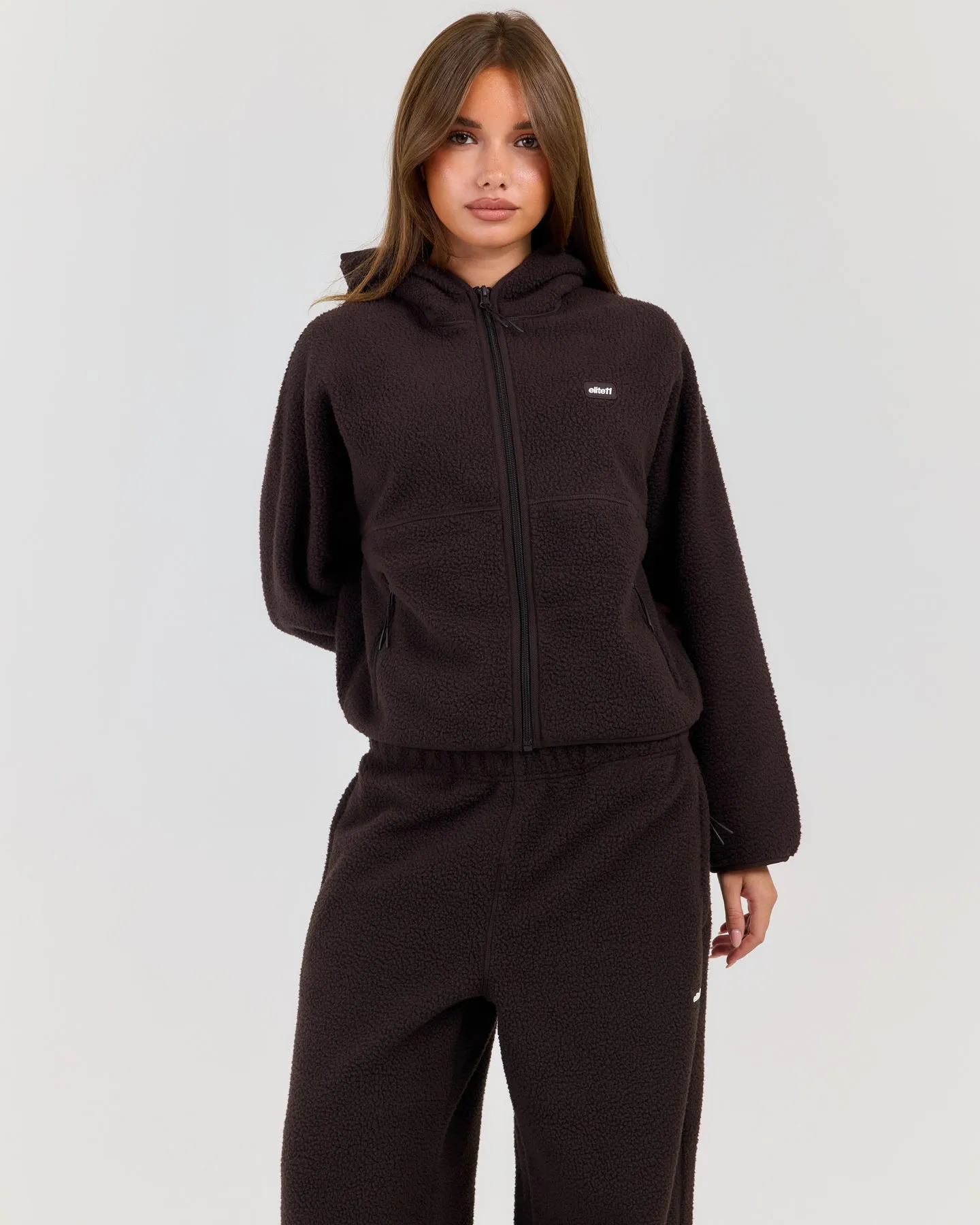 Teddy Fleece Zip Through Hoodie - Coffee Bean sold by Elite Eleven product image thumbnail 3
