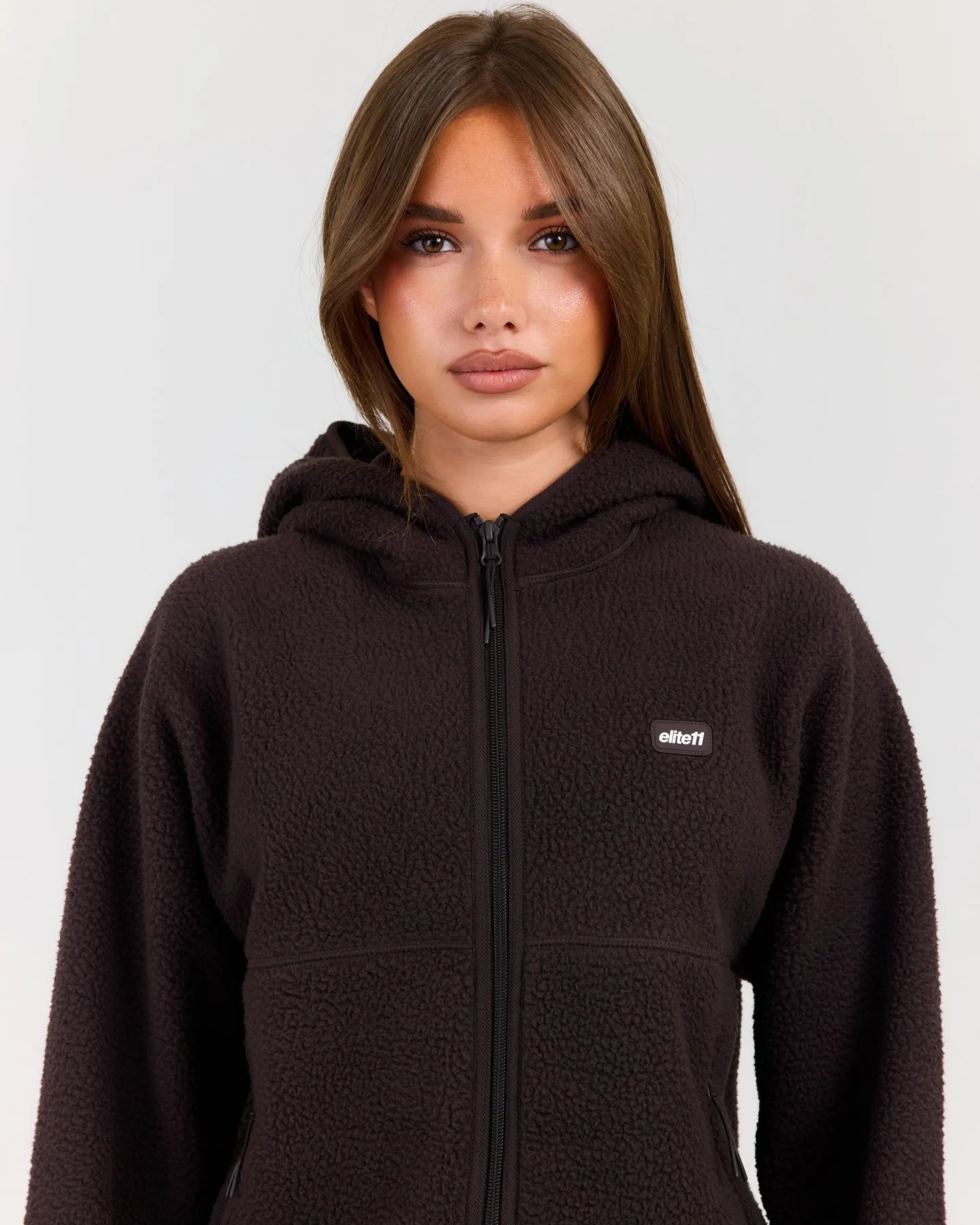 Teddy Fleece Zip Through Hoodie - Coffee Bean sold by Elite Eleven product image thumbnail 5