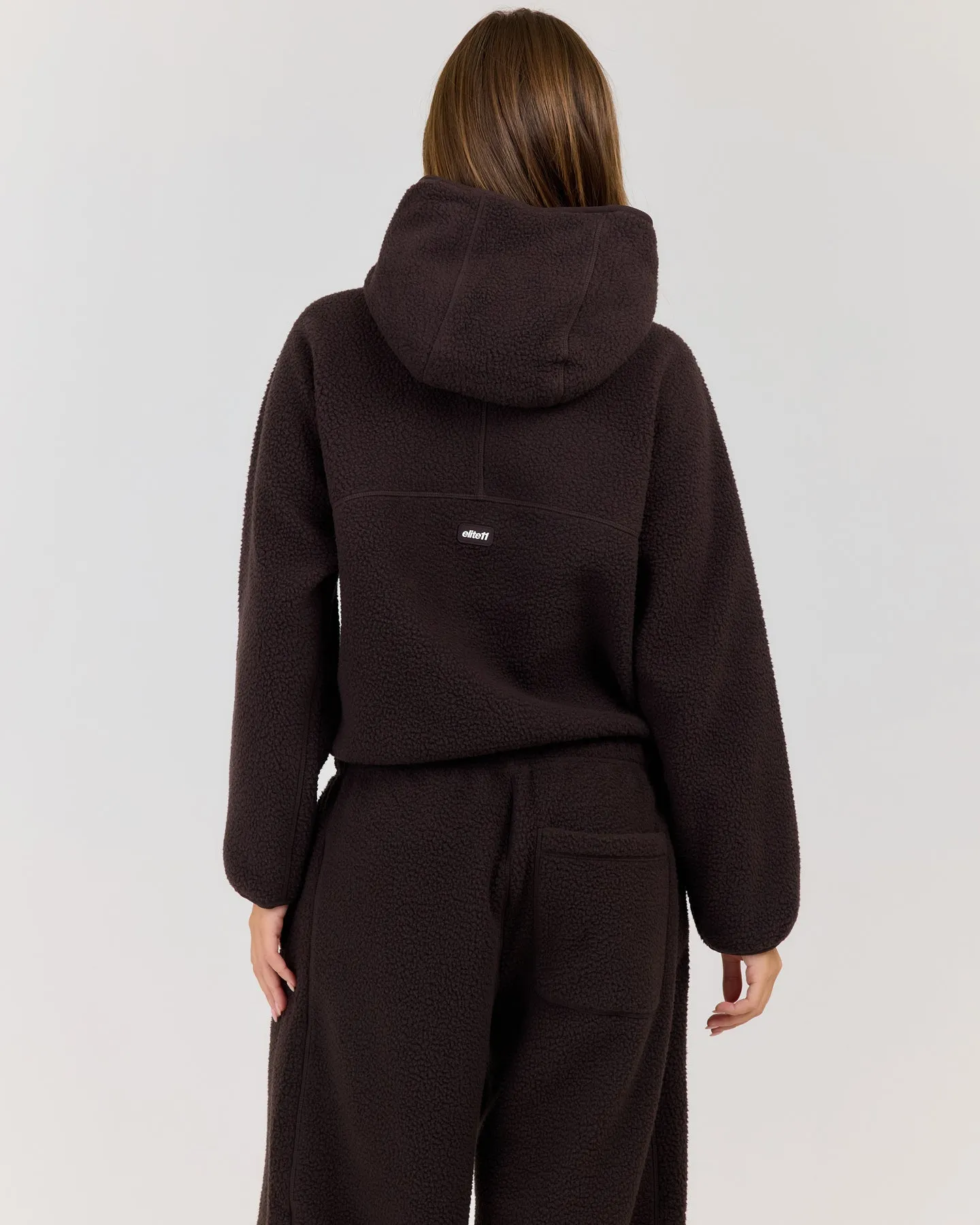 Teddy Fleece Zip Through Hoodie - Coffee Bean sold by Elite Eleven product image thumbnail 2