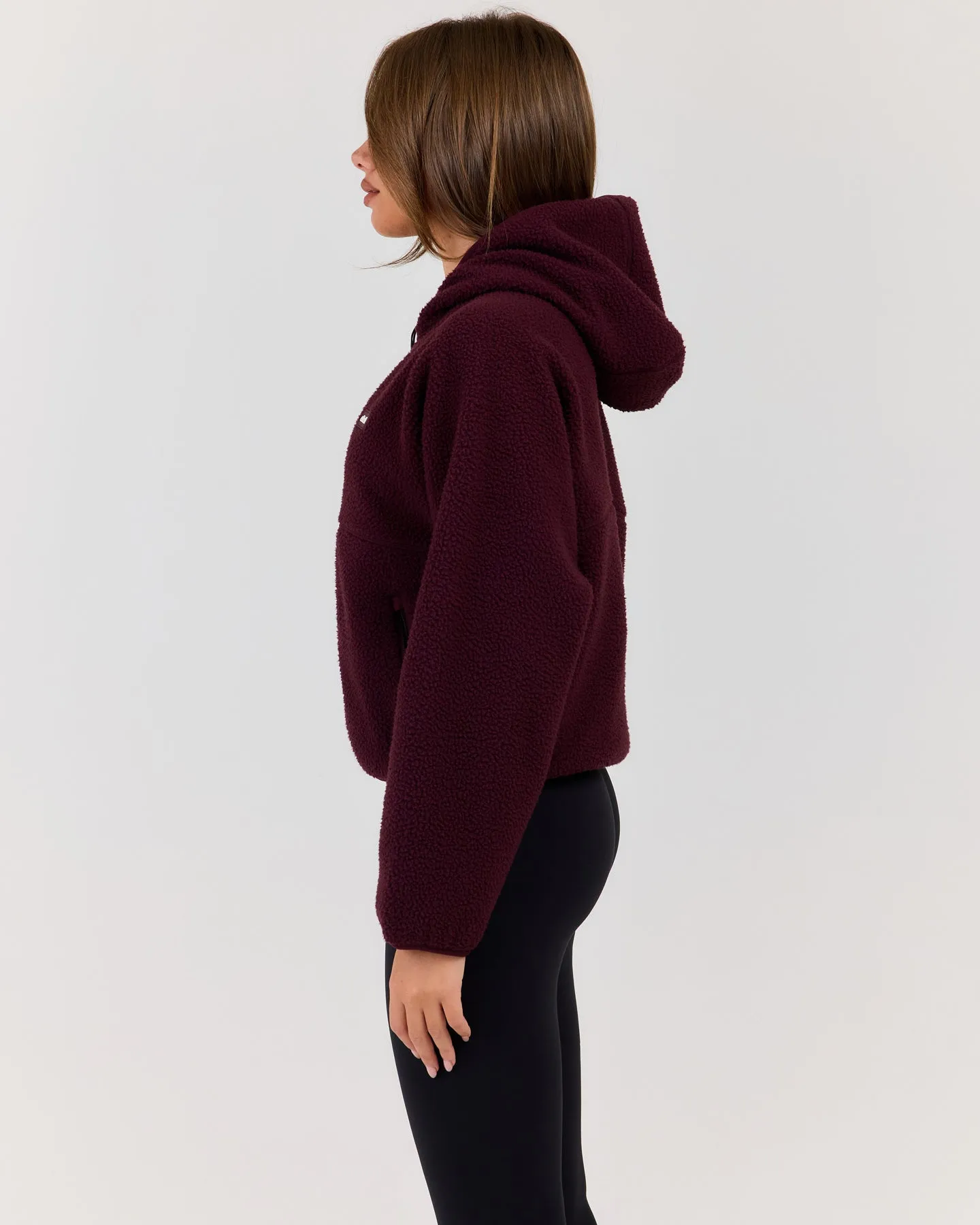 Teddy Fleece Zip Through Hoodie - Deep Plum sold by Elite Eleven product image thumbnail 4
