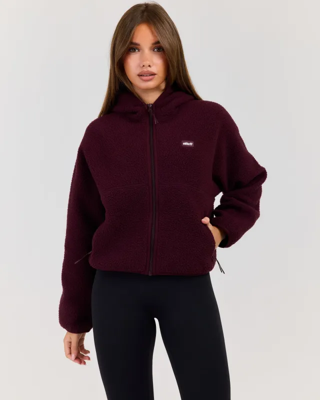 Teddy Fleece Zip Through Hoodie - Deep Plum made by Elite Eleven